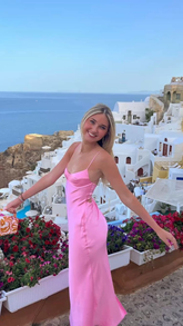 Elegant Pink Spaghetti Straps Prom Dress,Pink Evening Dress Y2357