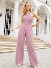 Numbersea Crisscross Neck Jumpsuit Formal Evening Dress Long Bridesmaid Dresses Bell-bottomed Pants 28033