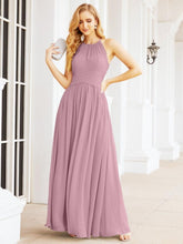 Numbersea Sleeveless Bridesmaid Dresses Long Prom Gown Zipper with Keyhole Back 28056