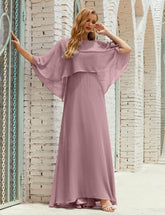 Sunnderly Bridesmaid Dress Women Long Sleeve V-Neck Chiffon Formal Wedding Party Dress SY28018