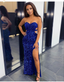 Royal Blue Sequin Sheath Prom Dress,Royal Blue Evening Dress Y4159