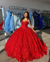 Elegant Red Ball Gown Quinceanera prom Dress For Sweet 16 Y2059