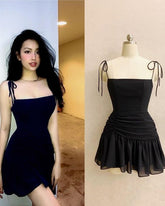 Black Straps A-line Simple Party Dress Short Homecoming Dress Y1904