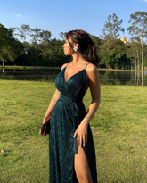 Charmantes A-Linien-Ballkleid mit V-Ausschnitt, modisches Abendkleid Y6136