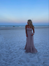 Vestido playero largo de noche con corte A y tirantes finos Y6928