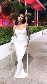 Women Spaghetti Strap Backless Bodycon Dress,White Evening Dress Y1947