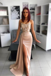Long Mermaid Sweetheart Applique Lace Prom Dress with Slit