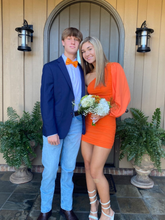 One Sleeve Orange Homecoming Dress Orange Party Dress Y2325