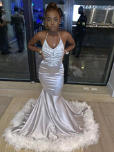 Vestido de noche de sirena sin mangas para chicas negras Y6457