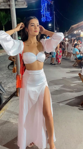 Sexy Weiß Zwei Stück Abendkleid Sommerkleid Y5712