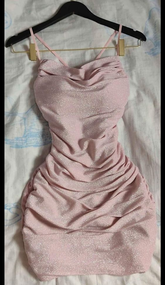 Pink Spaghetti Straps Dress Sexy Pink Homecoming Dress Y2036
