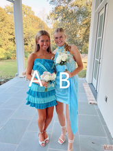 Blue Ruffle Short Homecoming Dress Blue Party Dress Y2014