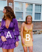 Purple A-line V Neck Homecoming Dress Purple Party Dress Y4015