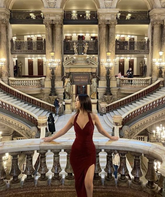 Vestido de fiesta burdeos con escote en V y abertura, vestido de noche sexy Y6361