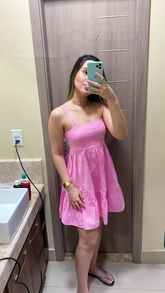 Pink A-line Spaghetti Straps Homecoming Dress Pink Party Dress Y2782