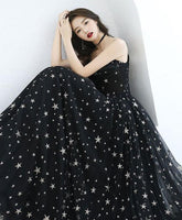 Sexy Black Sweetheart Tulle Long Party Dress Chic Black Evening Dress Prom Dress Y1159
