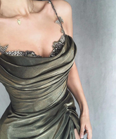 Retro Satin Prom Dress Pageant Dress Glam Evening Dress Y4545