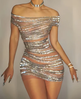 Sexy Crystal Beaded Mini Bodycon Party Dress Cocktail Dress Y8487