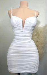 Cute White Straps Homecoming Dress Sexy Bodycon Dress Y1917