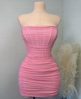 Lovely Pink Strapless Homecoming Dress Sexy Party Dress Club Dress Y1916