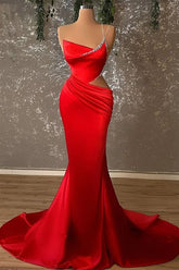 Mermaid Asymmetrical Spaghetti Strap Evening Dress High Split Y147