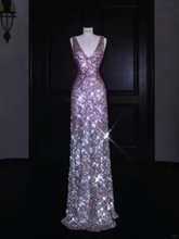 Gorgeous Pink V Neck Sequins Long Prom Dress Evening Dress Y8688