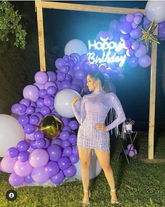 Purple High Neckline Long Sleeves with Tassels Birthday Party Dress Purple Homecoming Dress Y2565