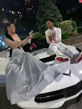 Vestido de noche de sirena plateado con encanto, vestido glamuroso Y6498