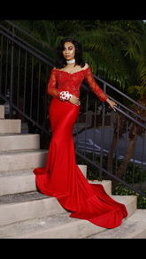 Elegantes rotes Meerjungfrau-Ballkleid, rotes Abendkleid Y5694