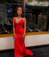 Elegant Red Mermaid Evening Dresses Backless Party Dress for Wedding Y6250