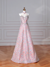 Hermoso vestido de fiesta de noche con lentejuelas rosas y cuentas, corte en A, Y8637