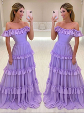 Purple chiffon long prom dress evening dress Y5355