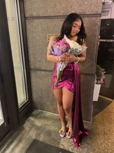 Sexy Solid Split Joint Backless Strapless Irregular Dress Birthday Party Dress Homecoming Dress Y6439