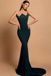 Charming Satin Column Strapless Sleeveless Rhinestone Long Prom Dress