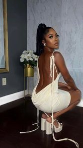 Women Spaghetti Strap Backless Dress Short Homecoming Dress Y1948