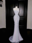 Sparkly Lilac Tulle Beaded Prom Dress Strapless Mermaid Evening Dress Y8664