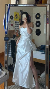 Stunning Off The Shoulder White Wedding Dress,White Bridal Dress Y5355