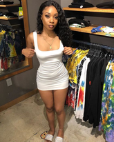 Sexy White Square Neckline Dress White Mini Homecoming Dress Y4092