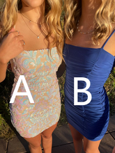 Lovely Spaghetti Straps Homecoming Dress Blue Bodycon Dress Y2102