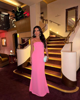 Vestidos de fiesta largos rosas para mujer, vestidos de noche formales Y6920