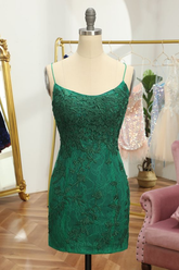 Green Short Tight Homecoming Dress with Lace Y4011