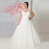 Elegant O-neck Plus Size Wedding Dresses Custom Made See Through Organza Appliqued A-line Bridal Gown Robe de Mariee