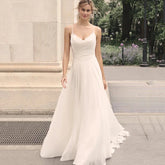 Elegant Off Shoulder Sleeveless Mopping Backless Wedding Dresses For Women Spaghetti Straps Bride Gown Appliques Backless Bridal