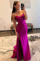 Sunnderly Abby |Mermaid Sweetheart Satain Prom Dress with Slit