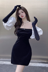 Sexy Black Strapless Homecoming Dress Black Party Dress Y2381