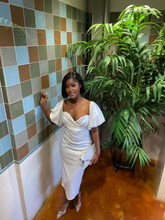 Vestido de noche vintage blanco midi, vestido de fiesta blanco Y5499