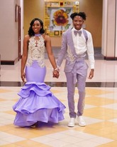 Lila Meerjungfrau Applikationen Ballkleid Lila Abendkleid Y6171