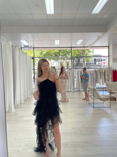 New Arrival Tiered Tulle Black Prom Dress, Long Evening Dress Y1993