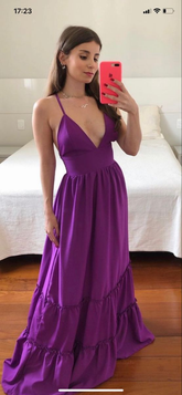 Purple Spaghetti Straps V Neck Prom Dress,Simple Purple Evening Dress Y2349