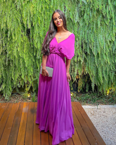 Fuchsia A-line Evening Dress Fuchsia Wedding Guest Outfit Y5058